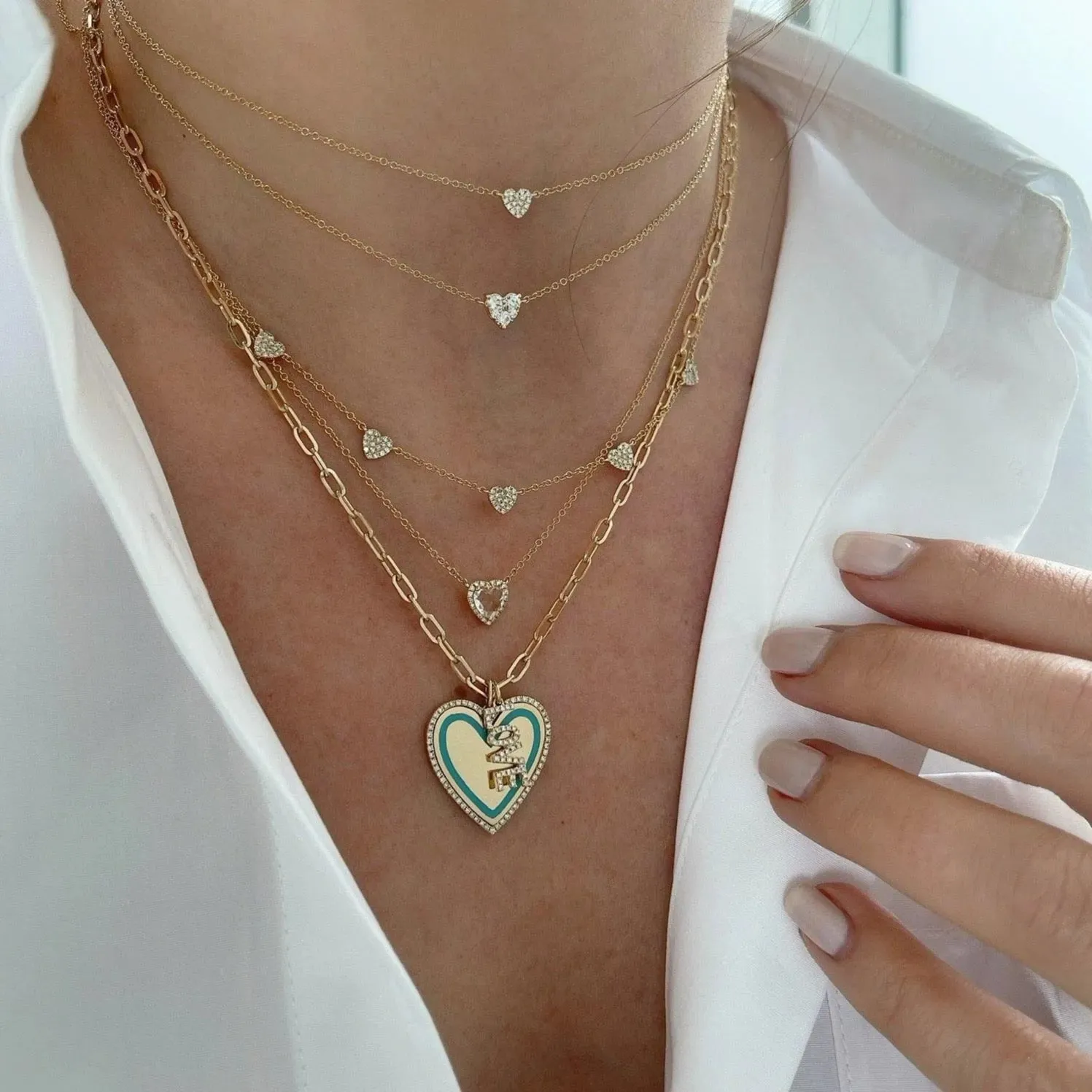 Diamond & Enamel Heart Charm