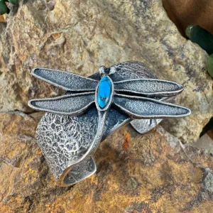 Dragonfly design with Turquoise Bracelet Cuff by Philander Begay