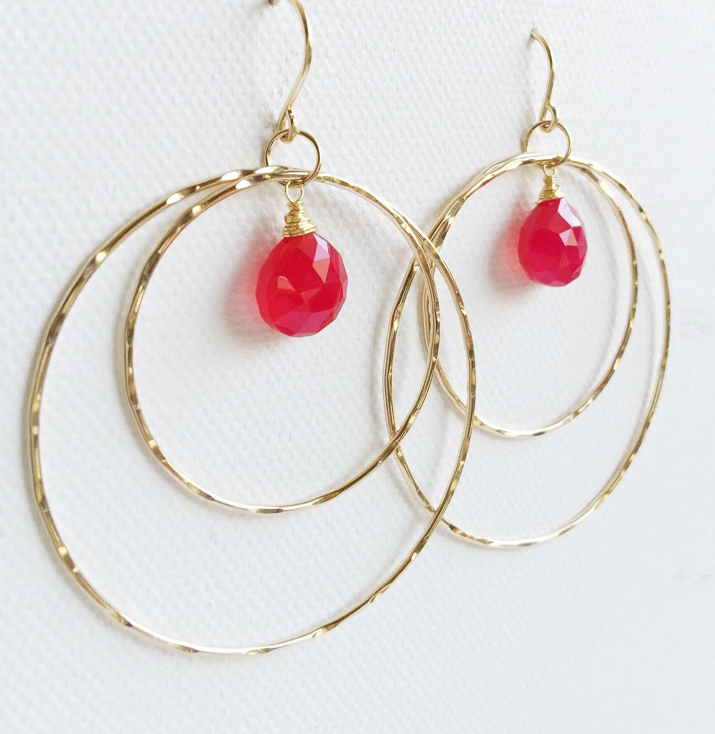 Earrings Rachel - raspberry chalcedony ( E253)