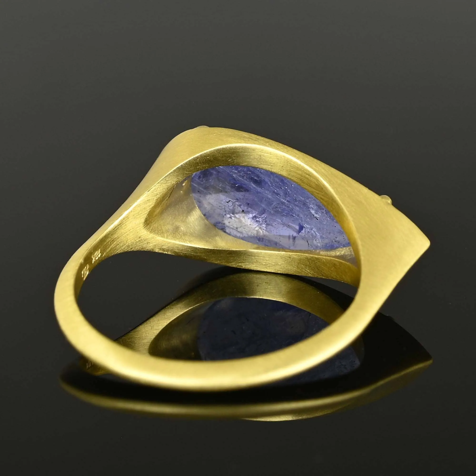 East West Fancy Cut Pear Amethyst Ring in 18K Gold