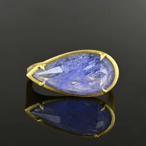 East West Fancy Cut Pear Amethyst Ring in 18K Gold