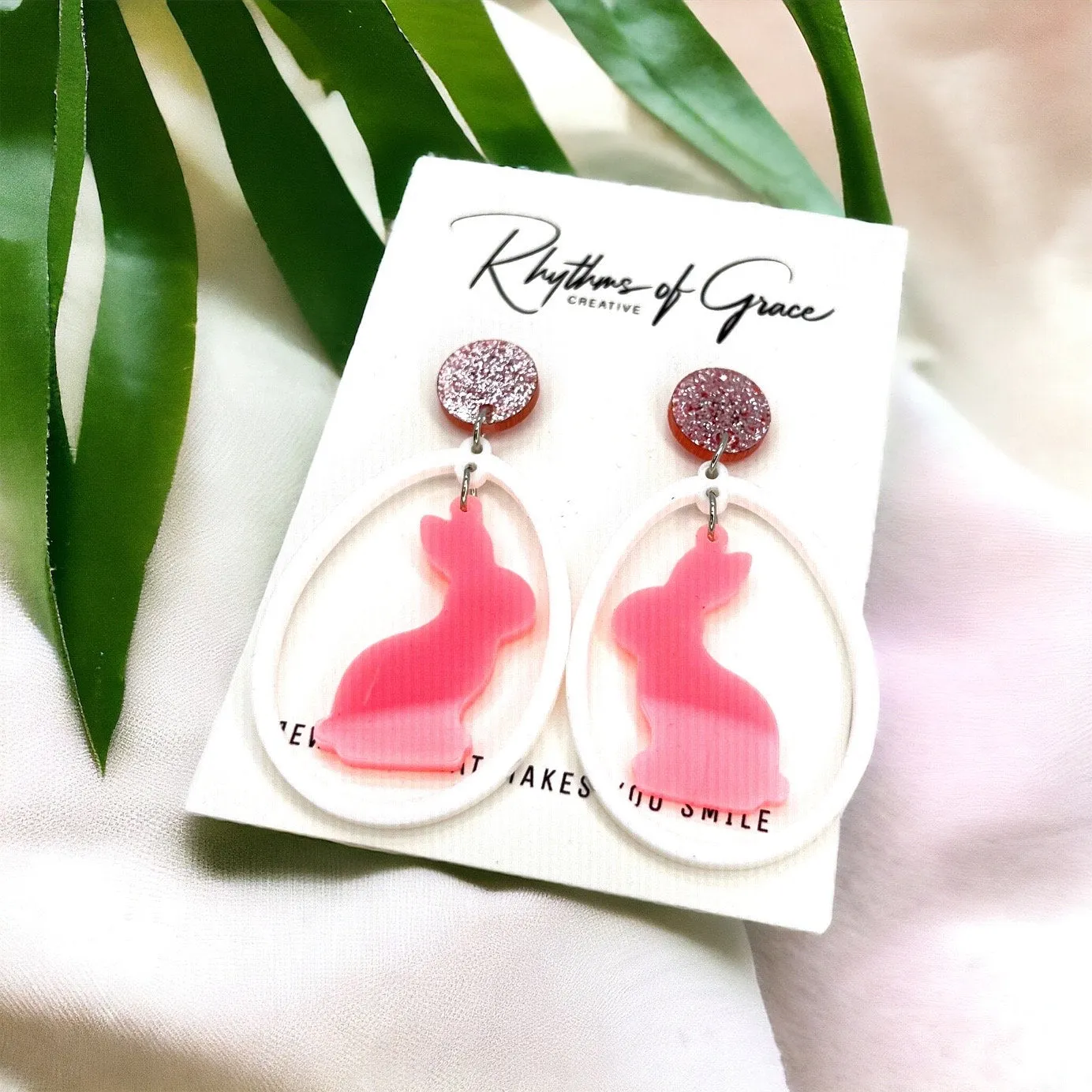 Easter Earrings - Easter Carrot, Happy Easter, Easter Bunny, Easter Accessories, Easter Egg, Easter Accessories, Easter Basket, Pink Bunny