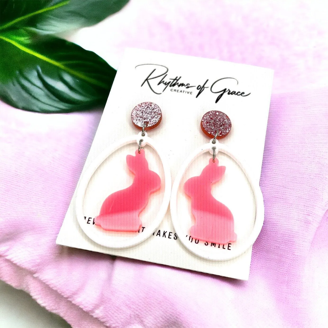 Easter Earrings - Easter Carrot, Happy Easter, Easter Bunny, Easter Accessories, Easter Egg, Easter Accessories, Easter Basket, Pink Bunny