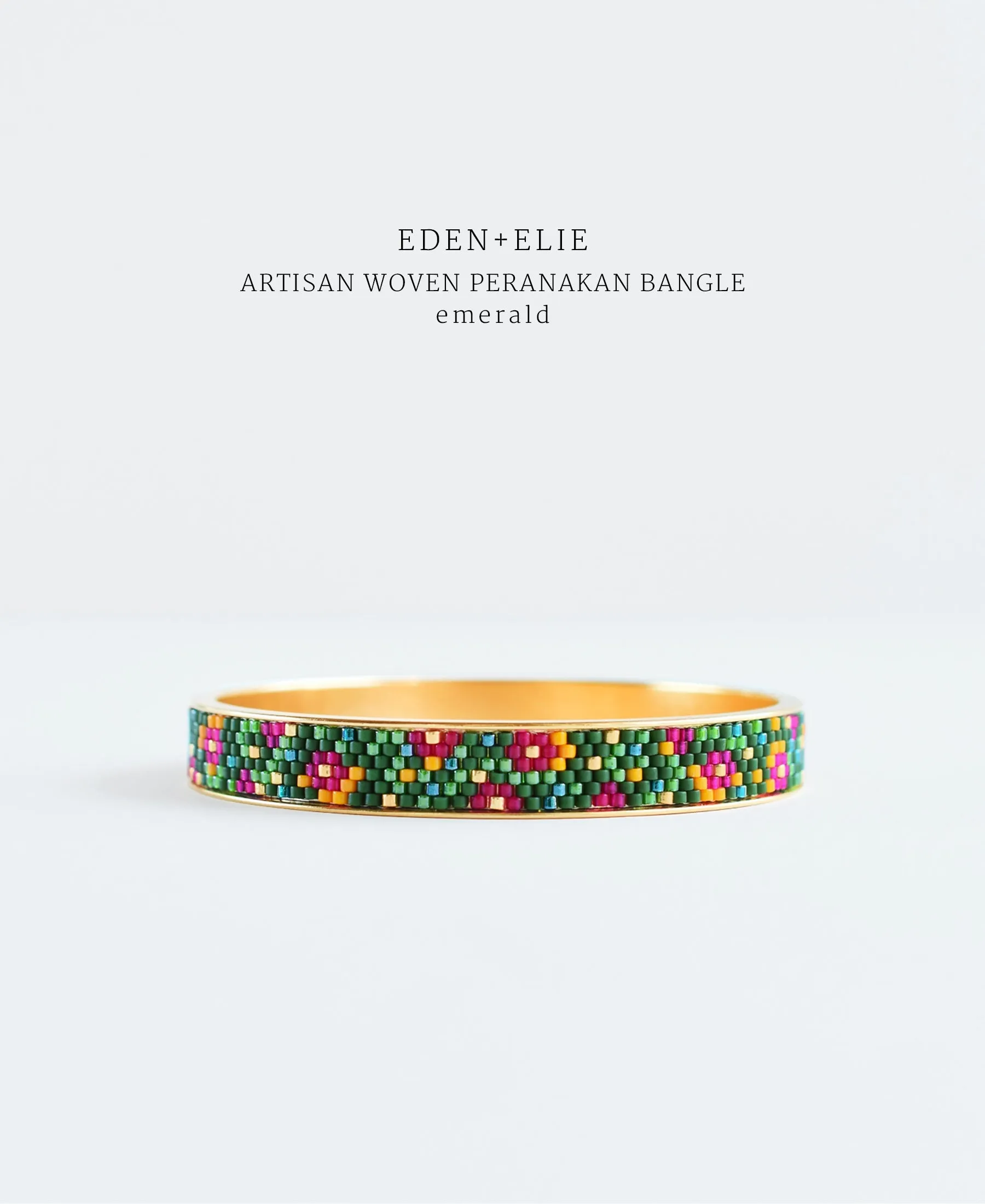 EDEN   ELIE Modern Peranakan gold narrow bangle - emerald