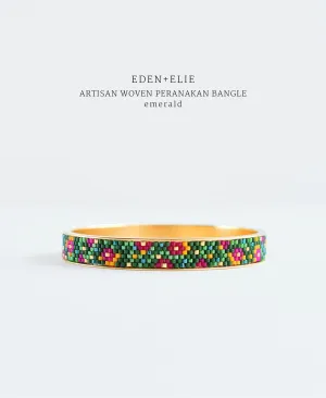 EDEN   ELIE Modern Peranakan gold narrow bangle - emerald