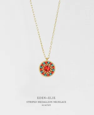 EDEN   ELIE Striped Medallion necklace - Scarlet