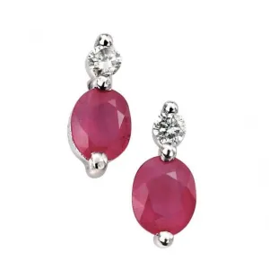 Elements 9ct White Gold Diamond Ruby Earrings GE752RZ475