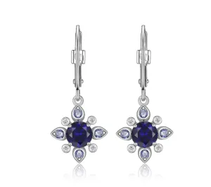 ELLE Silver Sapphire Floral Earrings (SI2996)