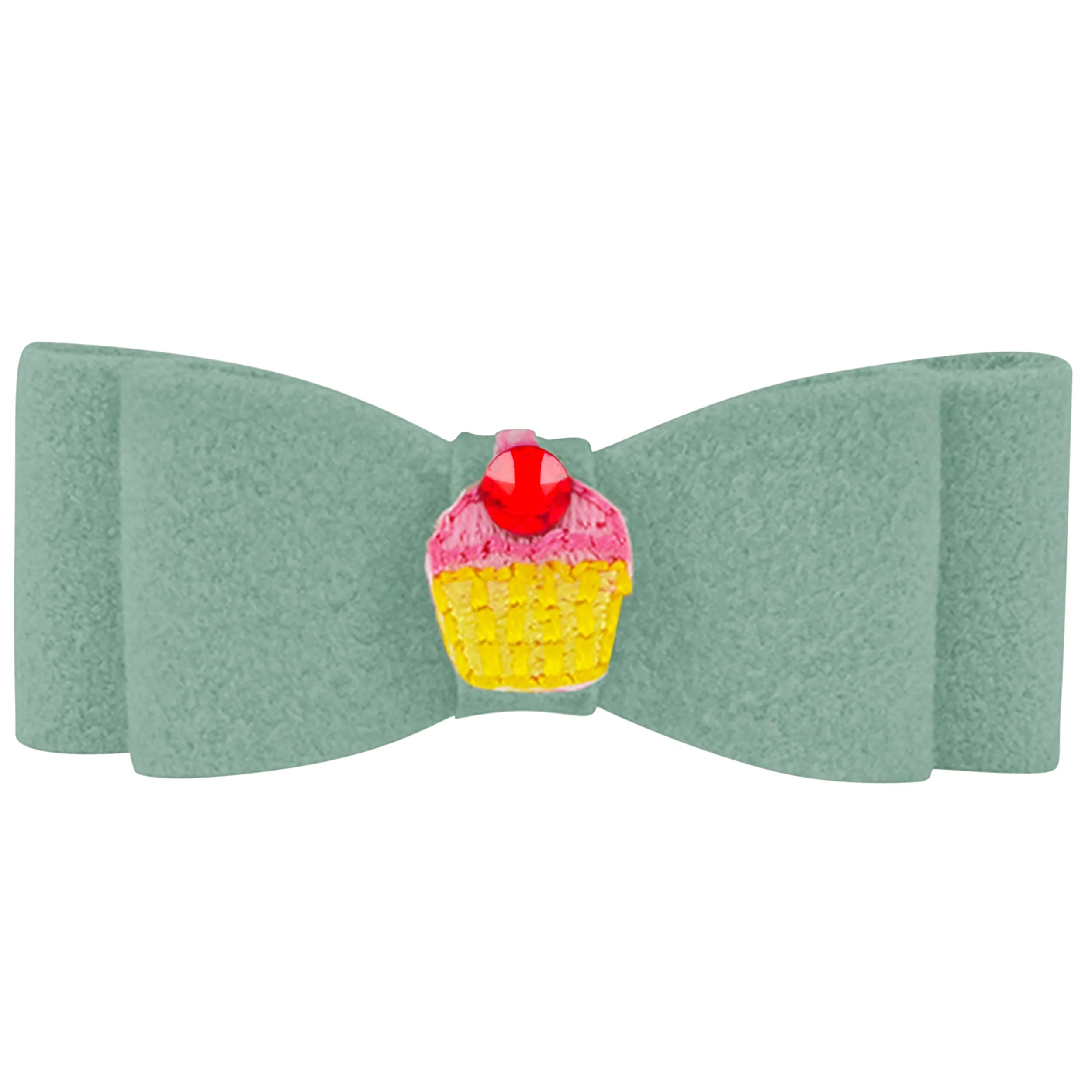 Embroidered Cupcake Hair Bow