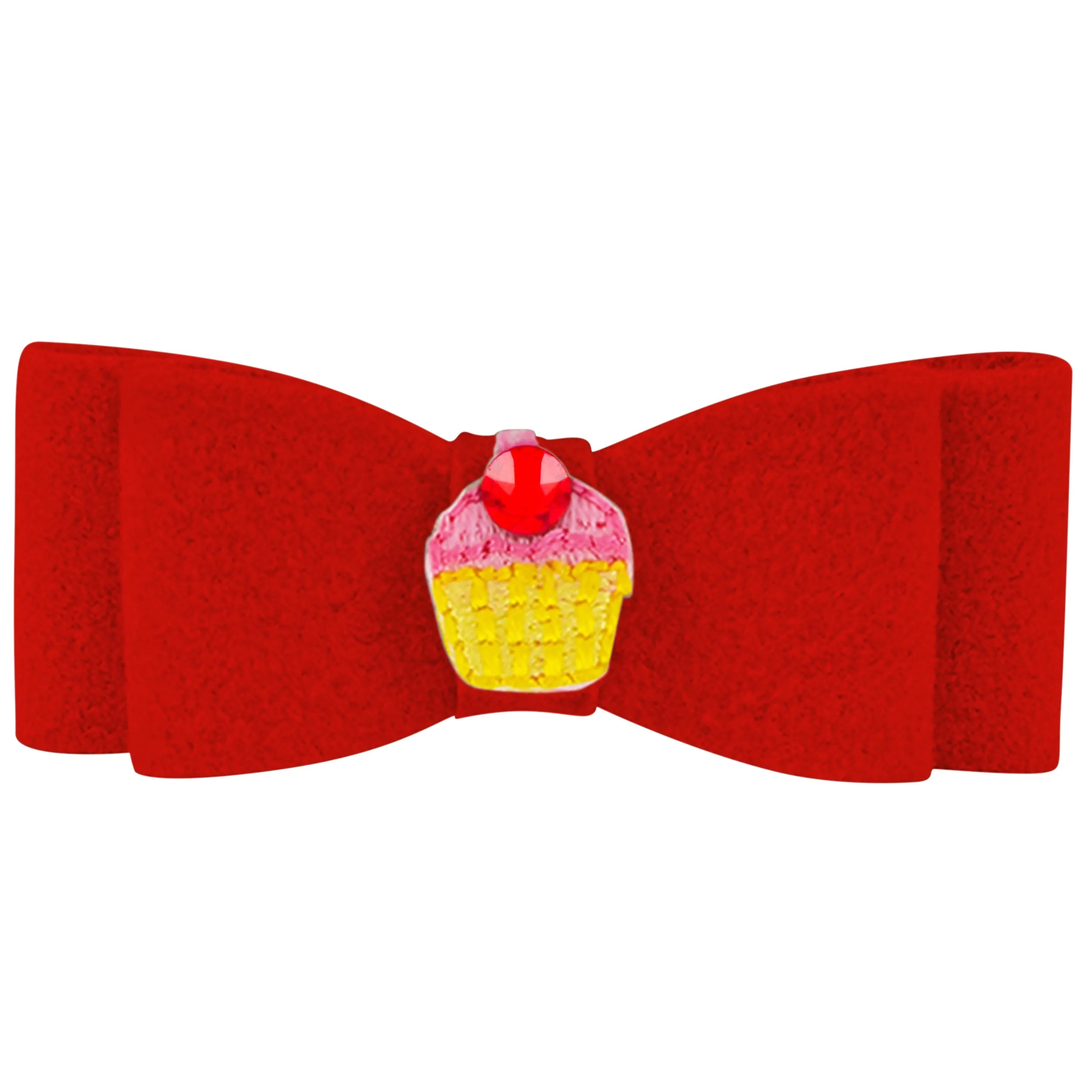 Embroidered Cupcake Hair Bow