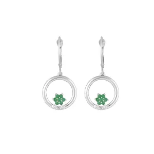 Emerald and Diamond Dangle Earrings in 10K White Gold