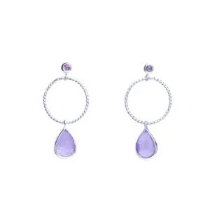 Faceted Amethyst Hoop Earrings