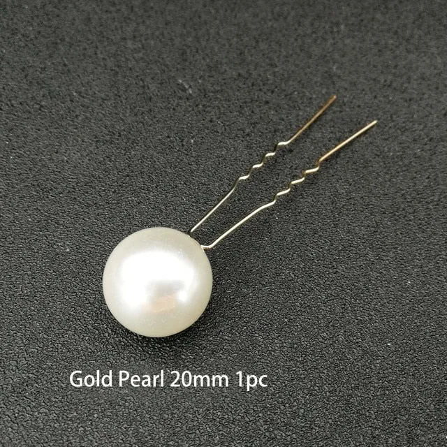 Fashion Women Simulated Pearl Hairpins Metal Barrette Clip Wedding Bridal Tiara Hair Accessories Wedding Hairstyle Design Tools