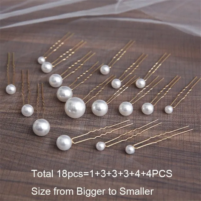 Fashion Women Simulated Pearl Hairpins Metal Barrette Clip Wedding Bridal Tiara Hair Accessories Wedding Hairstyle Design Tools