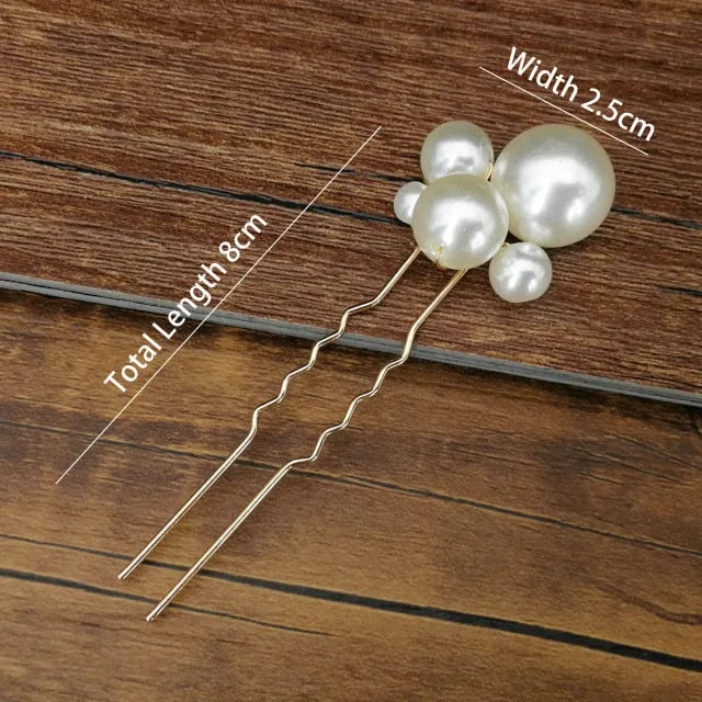 Fashion Women Simulated Pearl Hairpins Metal Barrette Clip Wedding Bridal Tiara Hair Accessories Wedding Hairstyle Design Tools