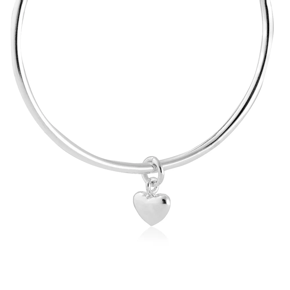 Forever Heart Silver Charm Bangle