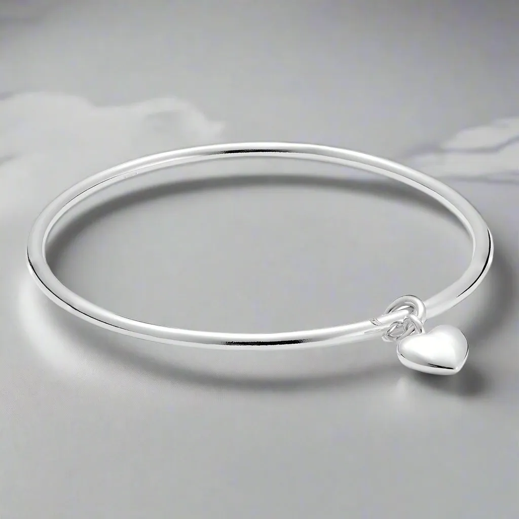 Forever Heart Silver Charm Bangle