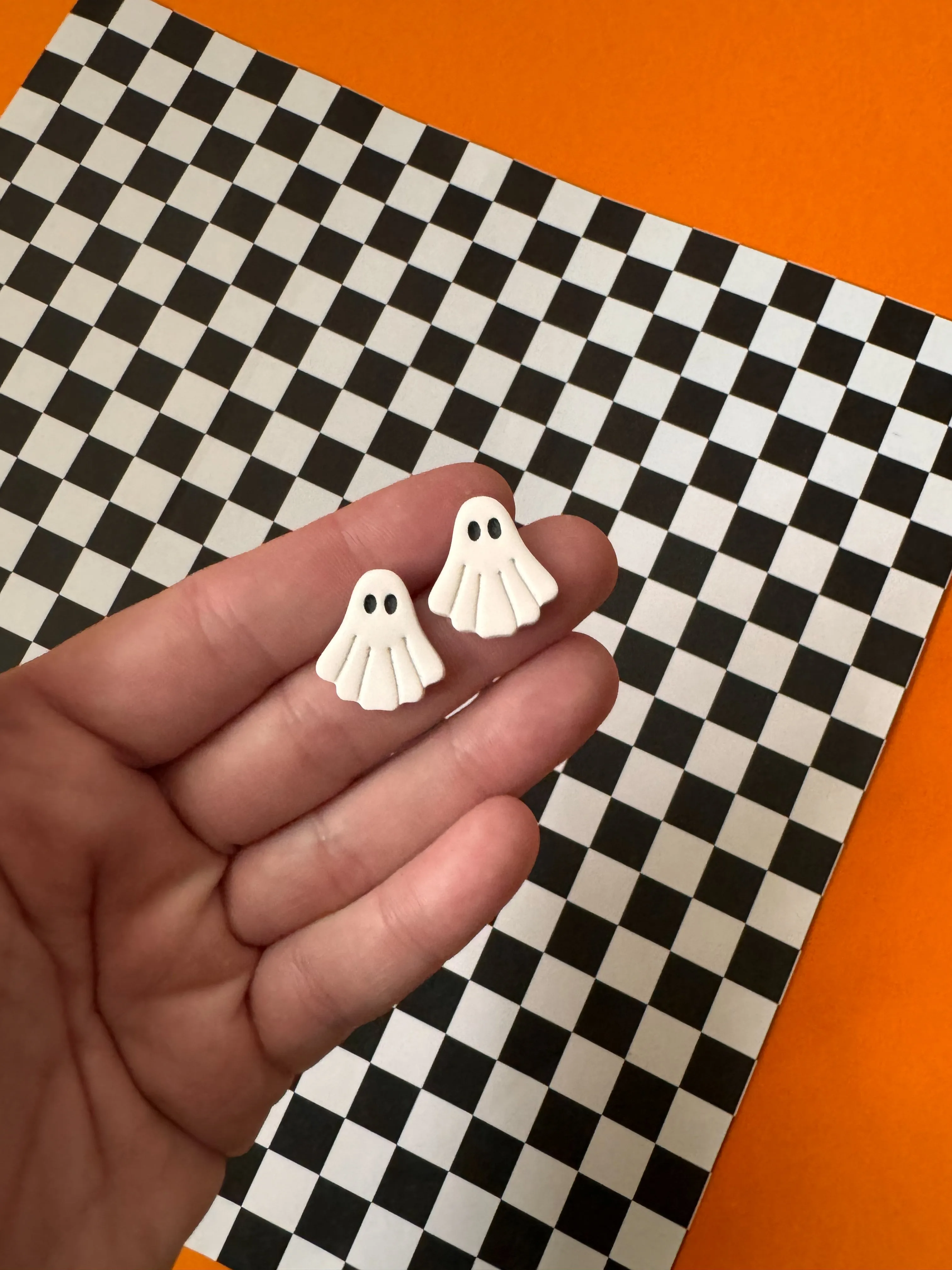 Ghosty Studs | Clay Earrings