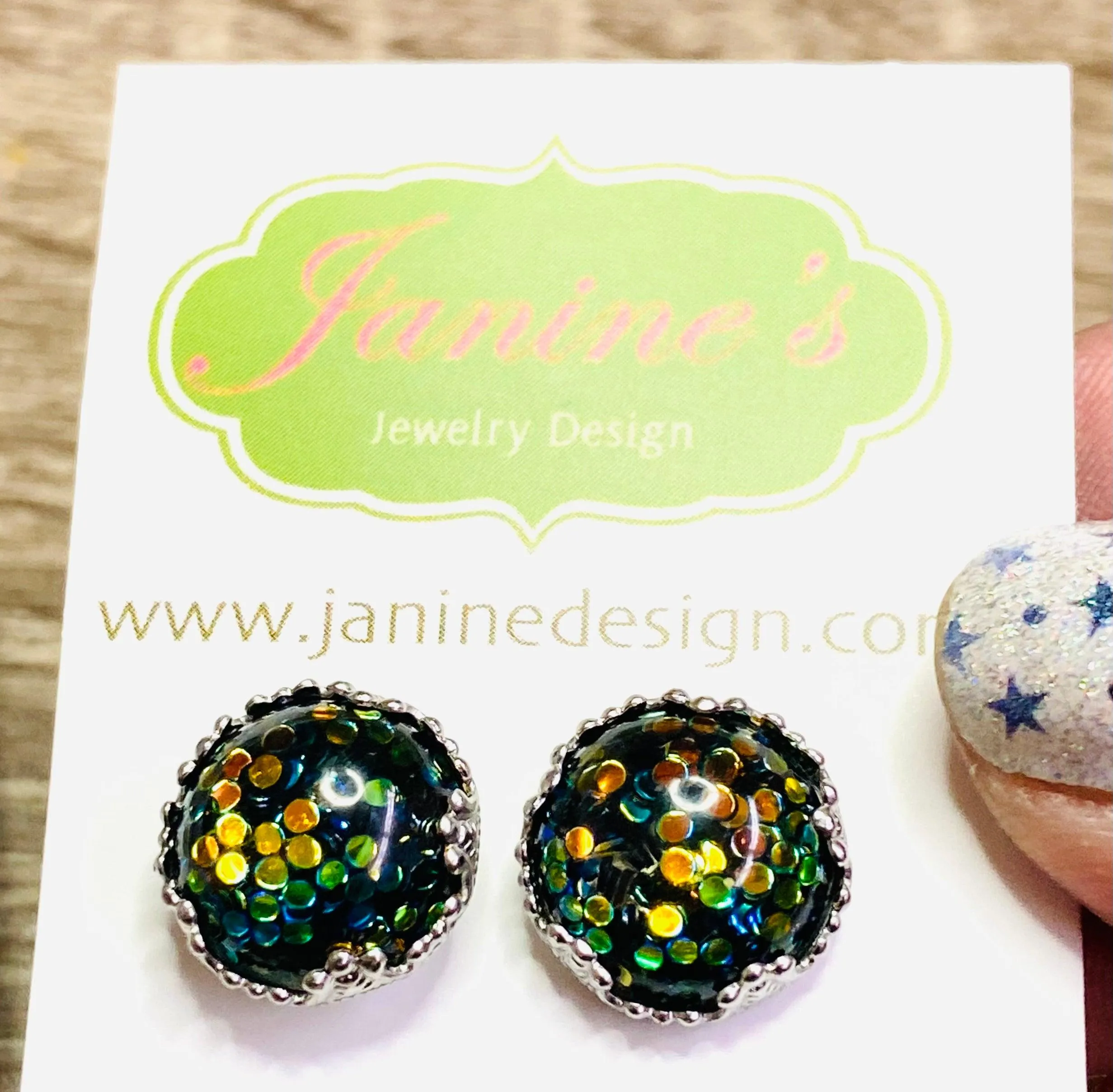 Glitter Resin Bubble Earrings, Glitter Earrings, Bubble Earrings