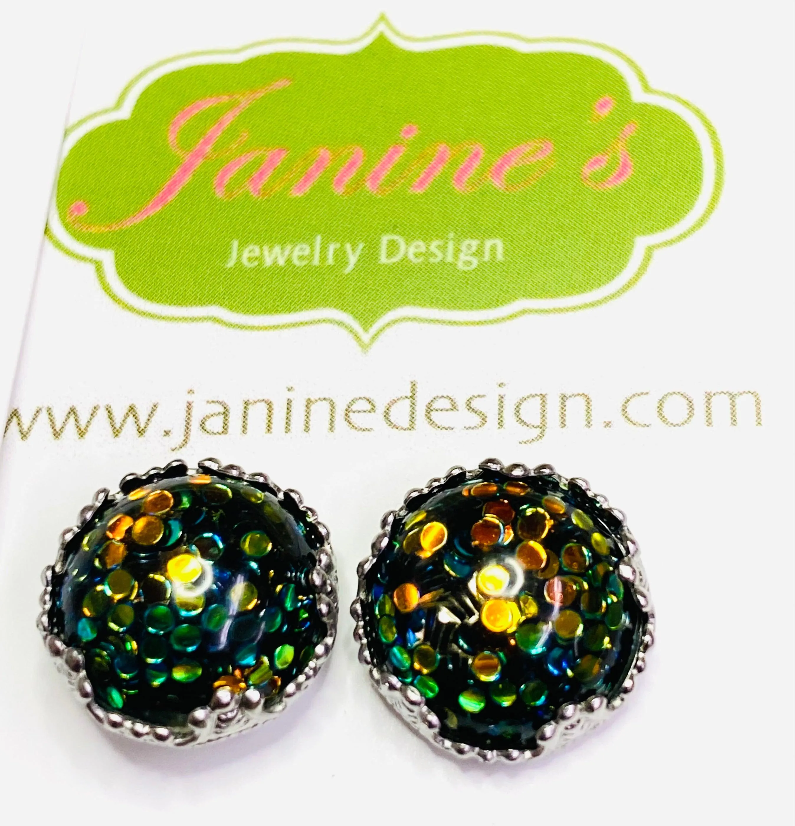 Glitter Resin Bubble Earrings, Glitter Earrings, Bubble Earrings