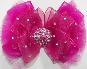 Glitzy Wild Berry Organza Tutu Hair Bow