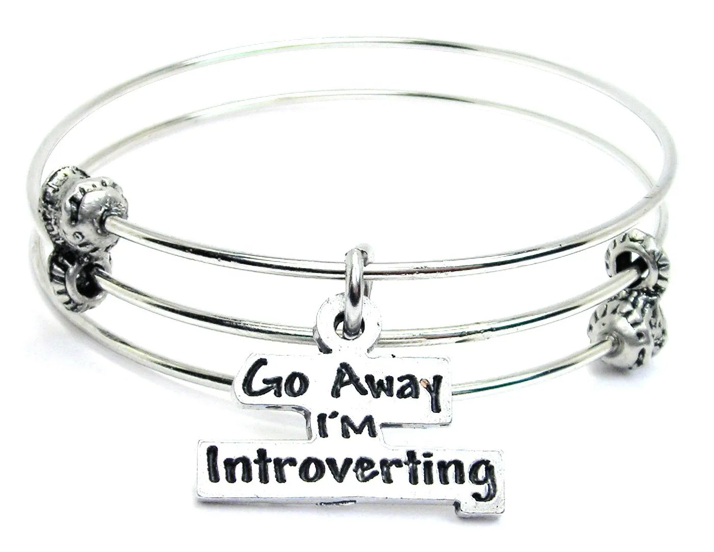 Go Away I'm Introverting Triple Style Expandable Bangle Bracelet