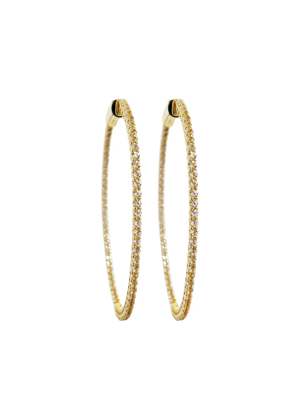 Gold & White Sapphire Hoops