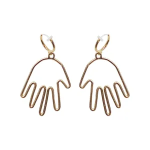 Gold hands clip on hoop earrings