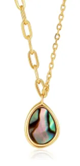 Gold Tidal Abalone Mixed Link Necklace