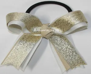 Gymnastics Gold Natural Ivory Pigtail Bow