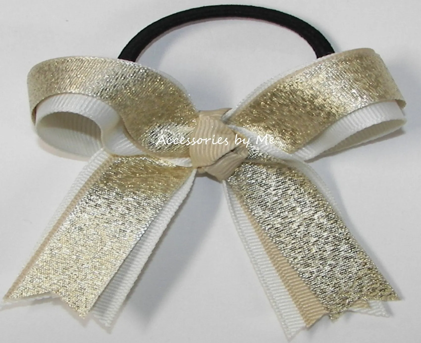 Gymnastics Gold Natural Ivory Pigtail Bow