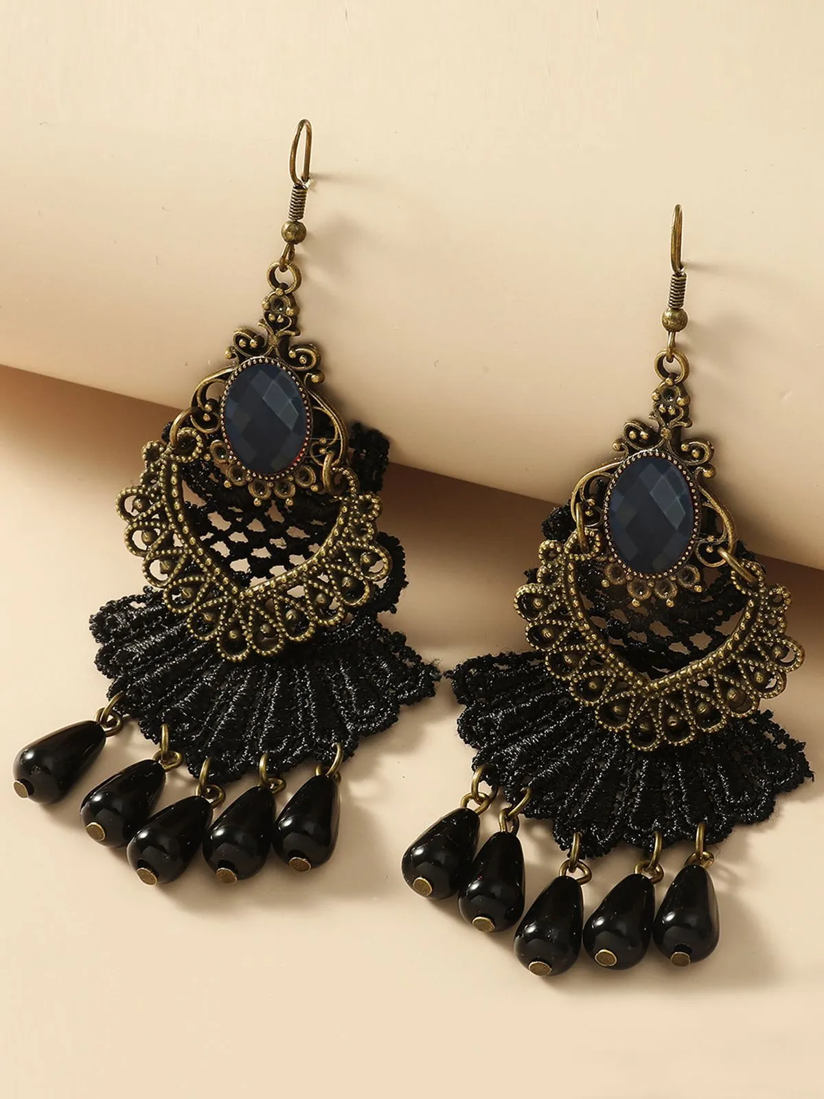 Halloween Vintage Ruby Beading Earrings