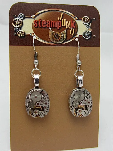 Hamilton - Steampunk Earrings - Watch Movements - gift for her - Birthday gift - Anniversary gift - Repurposed art