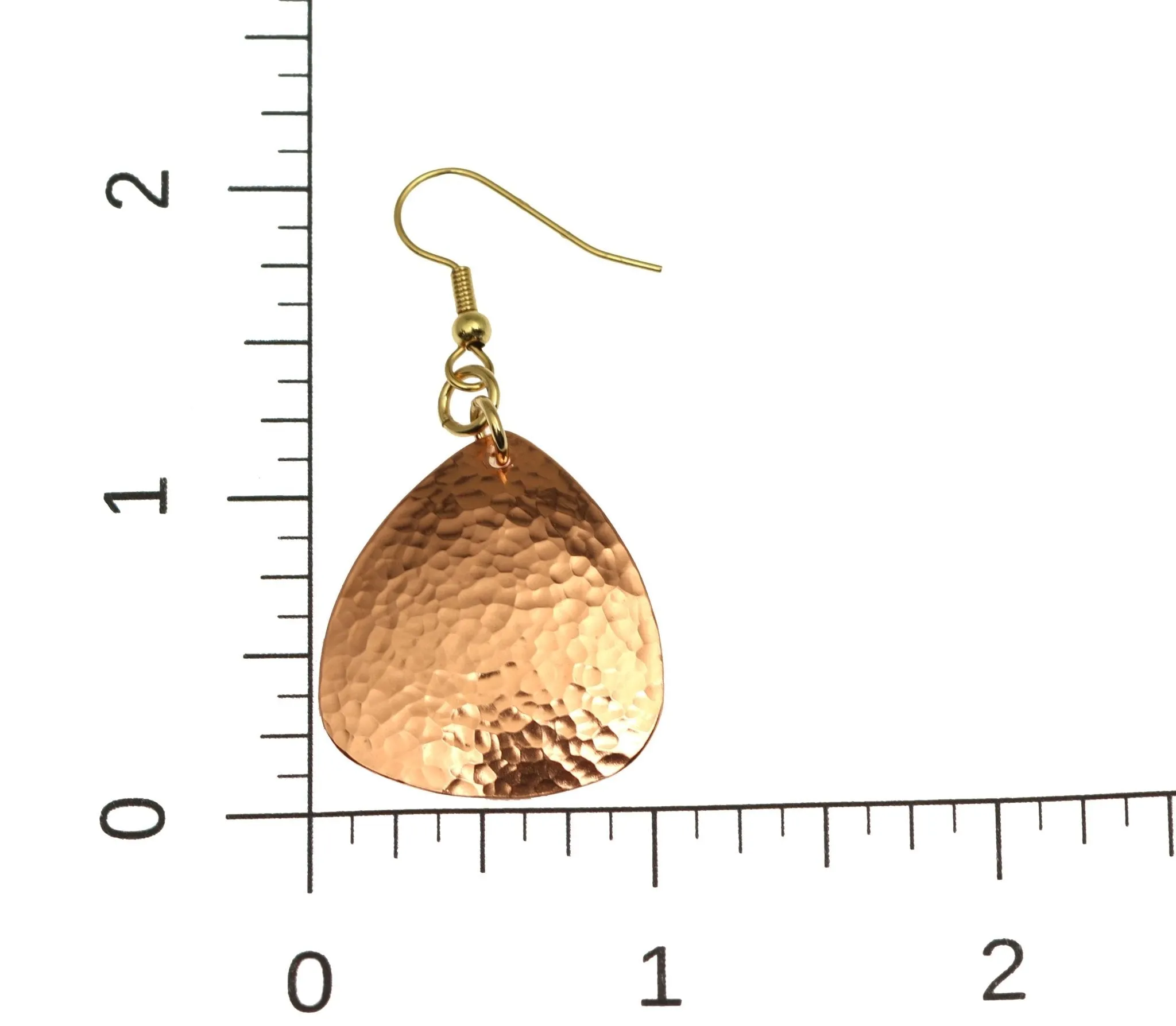 Hammered Copper Triangular Drop Earrings - Solid Copper Earrings