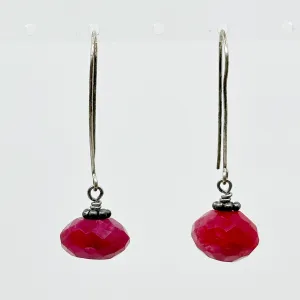 Hand Made Sterling silver faceted ruby bead earrings GM39