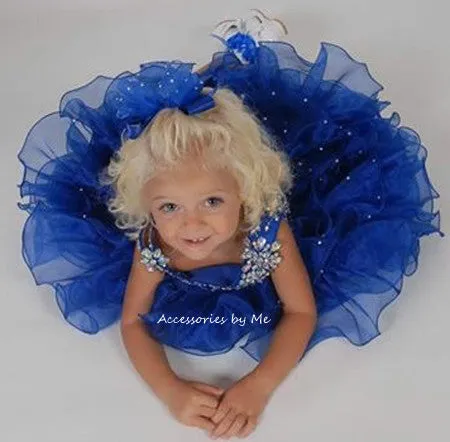 High Glitz Royal Blue Organza Marabou Hair Bow