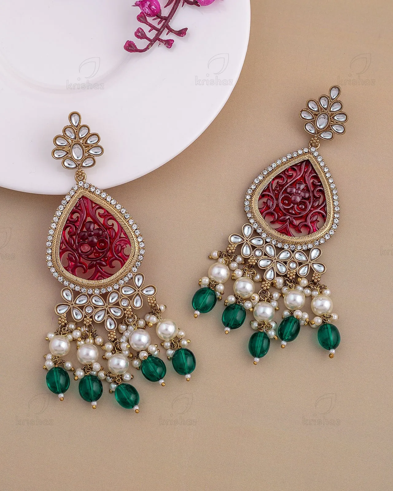 Jigisha Kundan Dangler Earrings - RANG