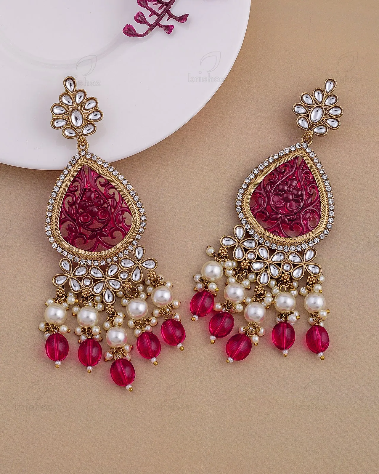 Jigisha Kundan Dangler Earrings - RANG