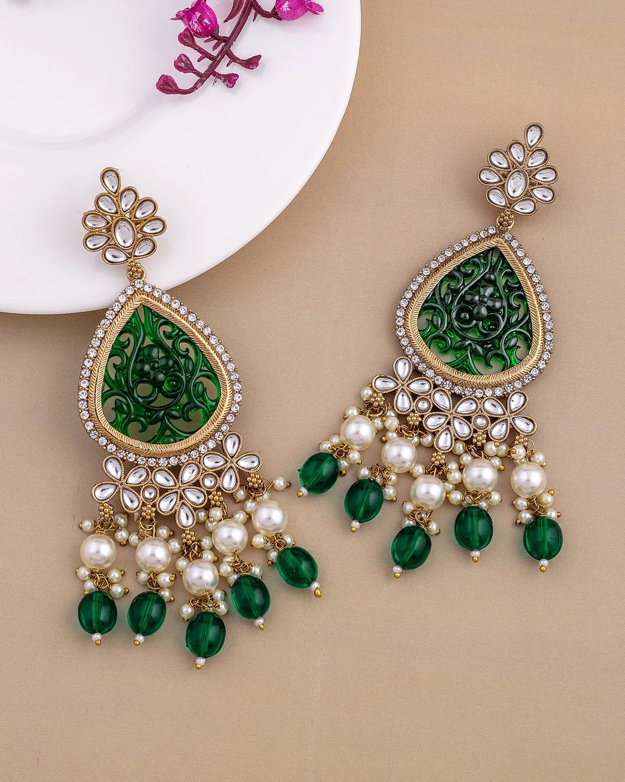 Jigisha Kundan Dangler Earrings - RANG