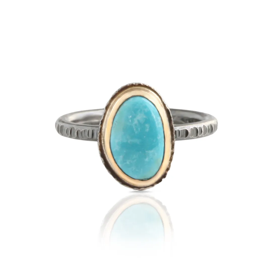 Kingman Turquoise Ring in 14k Gold and Silver - HANA Ring