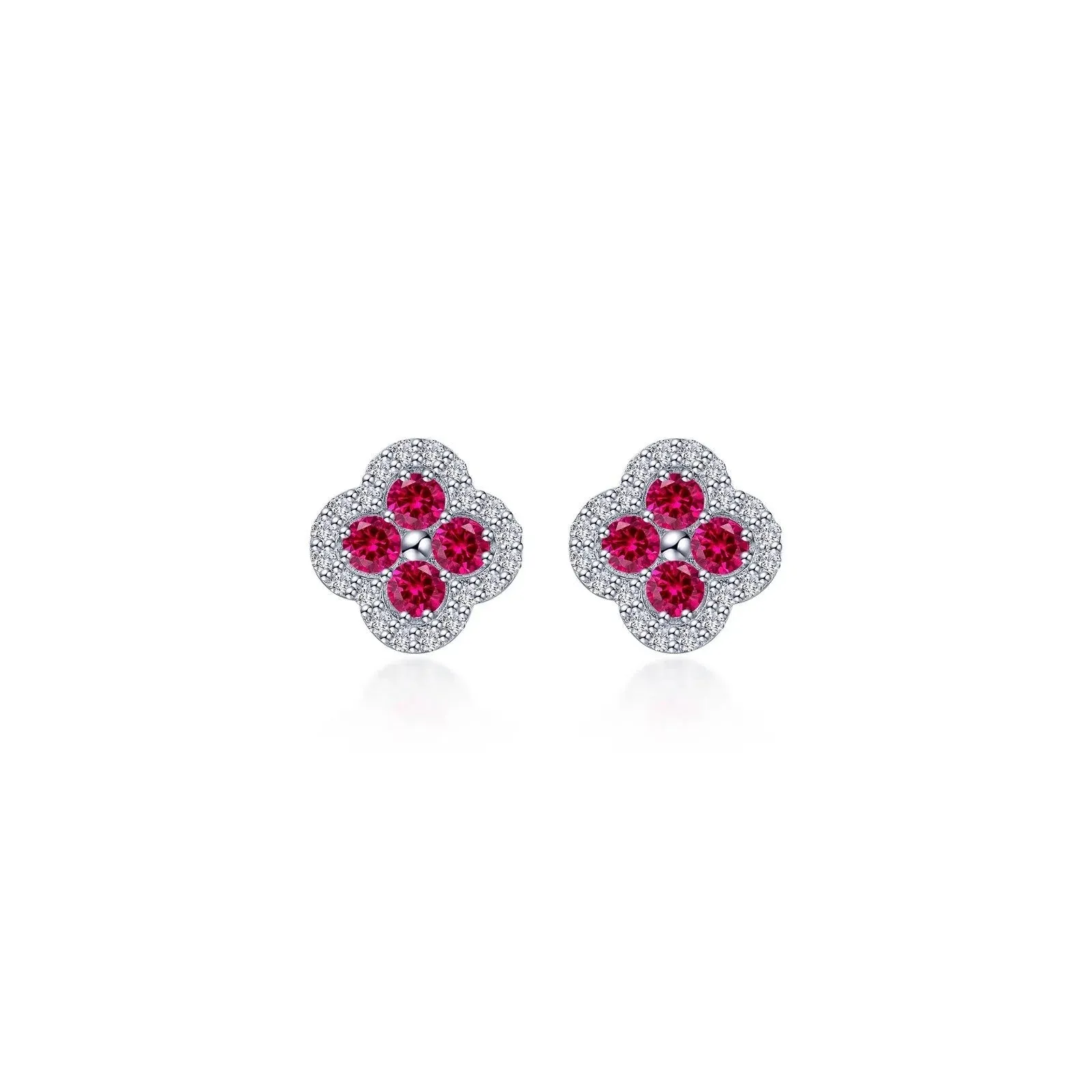 Lafonn Simulated Diamond & Ruby Halo Stud Earrings E0610CRP00