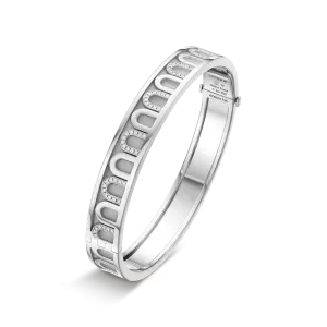 L'Arc de DAVIDOR Bangle MM, 18k White Gold with Satin Finish and Colonnato Diamonds