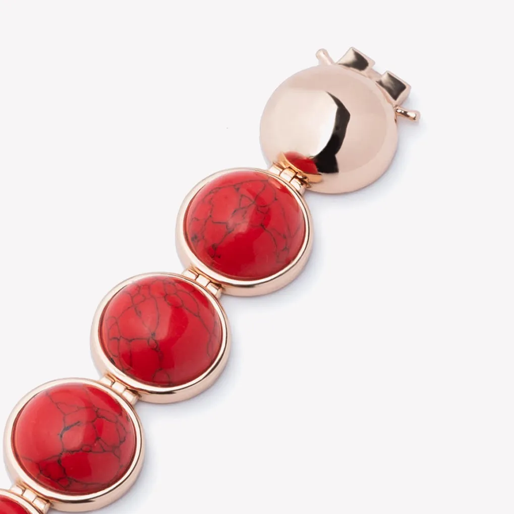 LARGE INLAID DOME BRACELET - RED AGATE