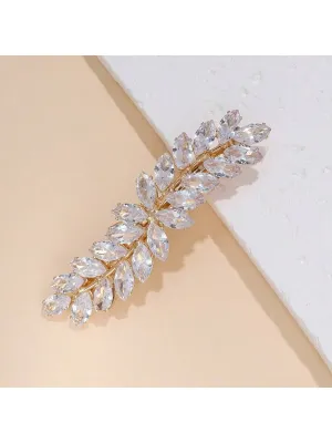 Leaf Hair Clip Gold-tone Rhinestones Hair Clip for Women Barrette Styling Hair