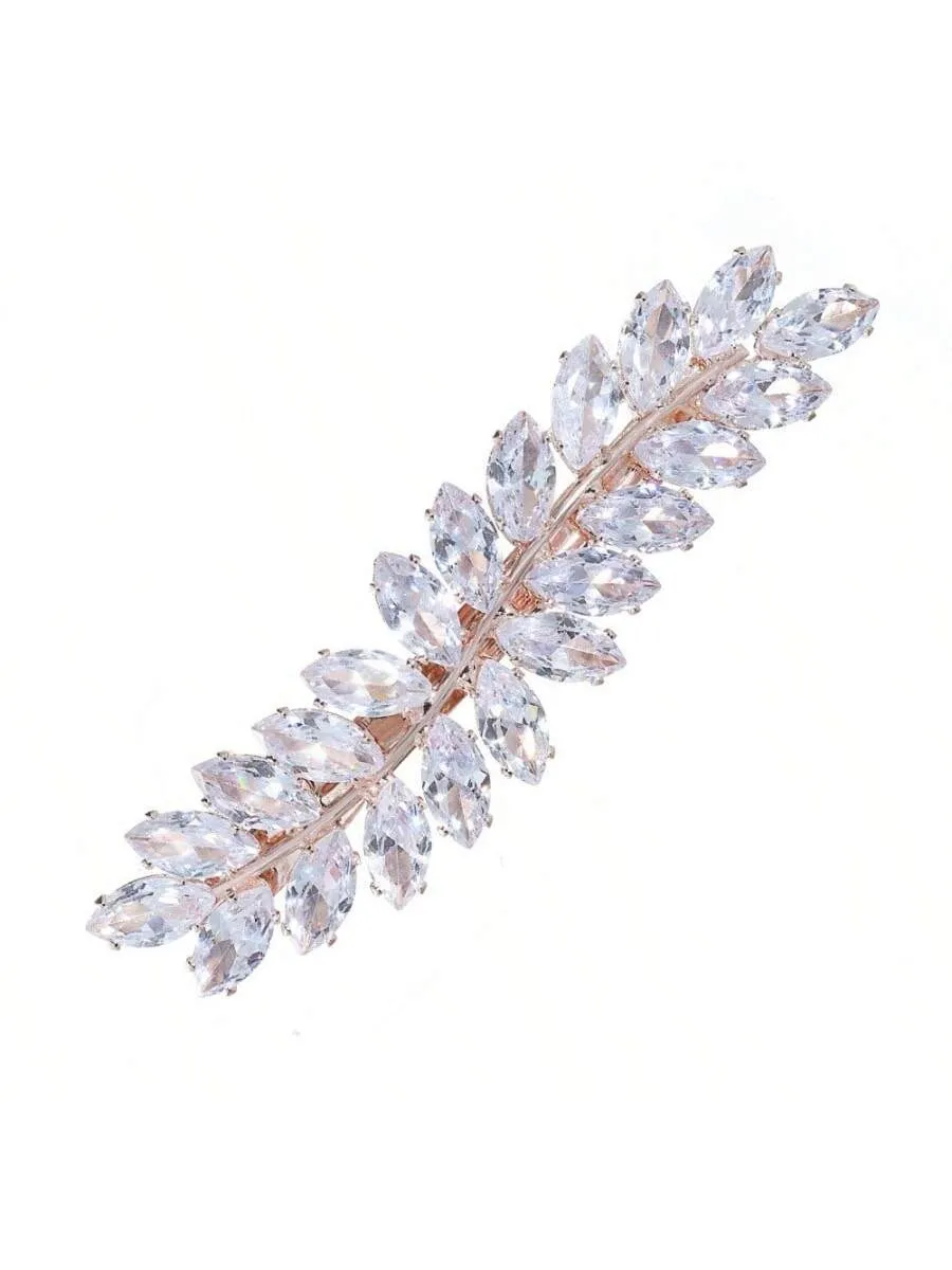 Leaf Hair Clip Gold-tone Rhinestones Hair Clip for Women Barrette Styling Hair