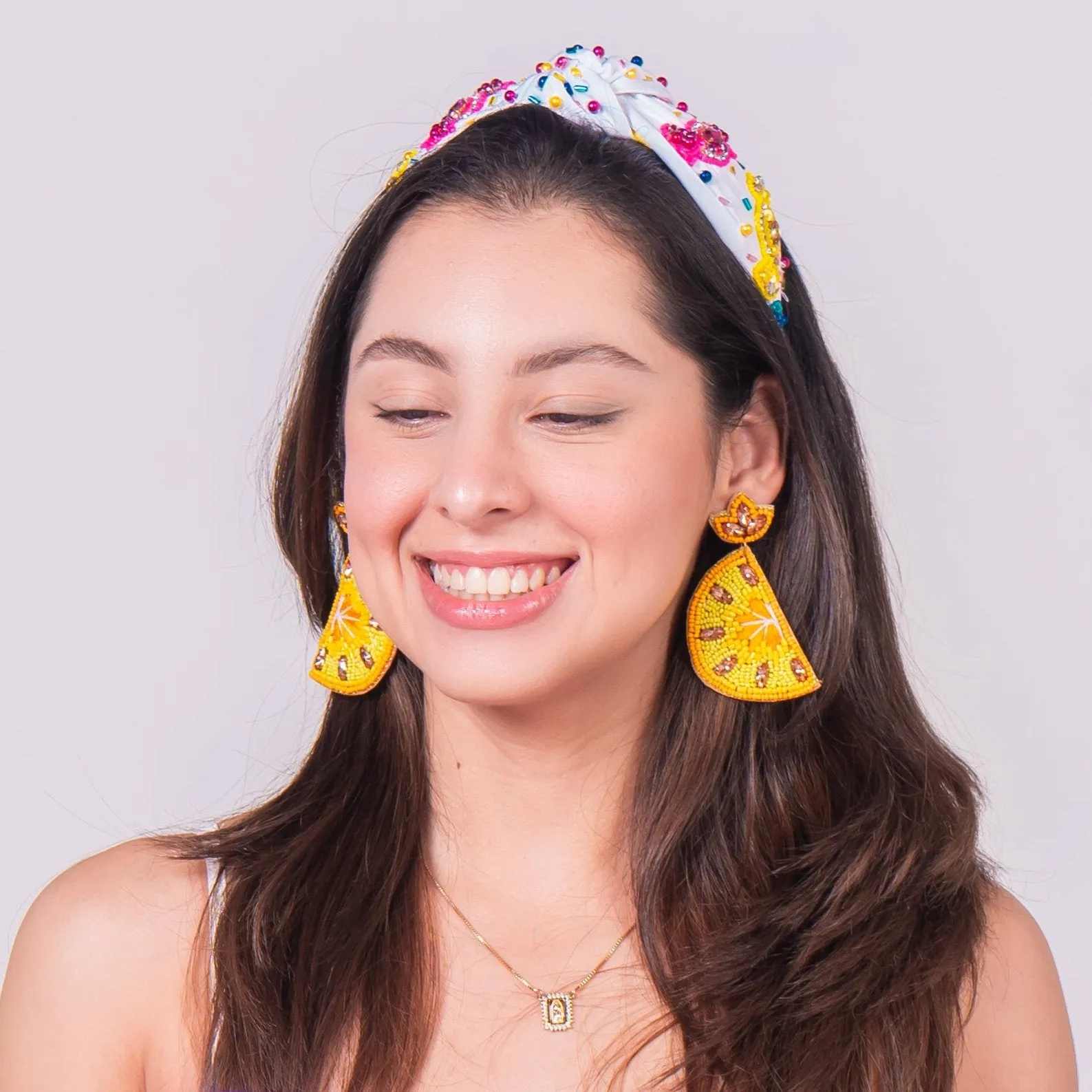 Lemon Beaded Earrings