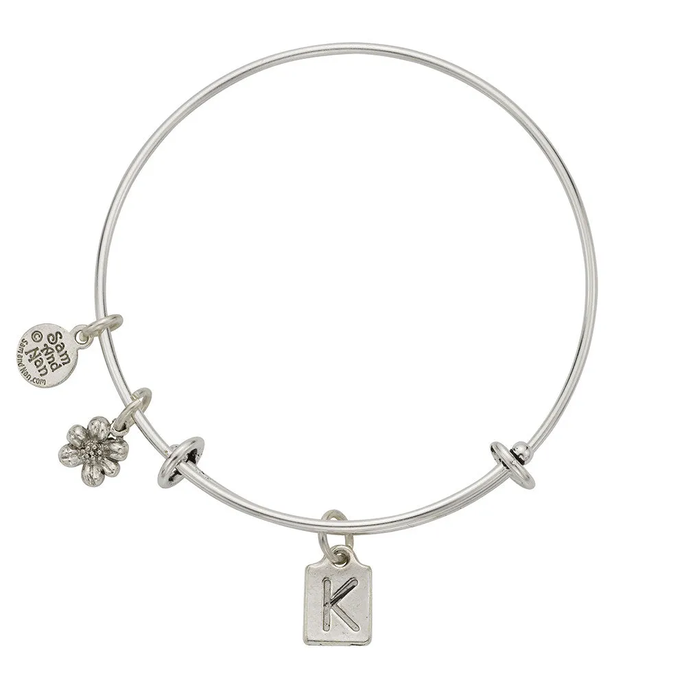 Letter K Charm Bangle Bracelet