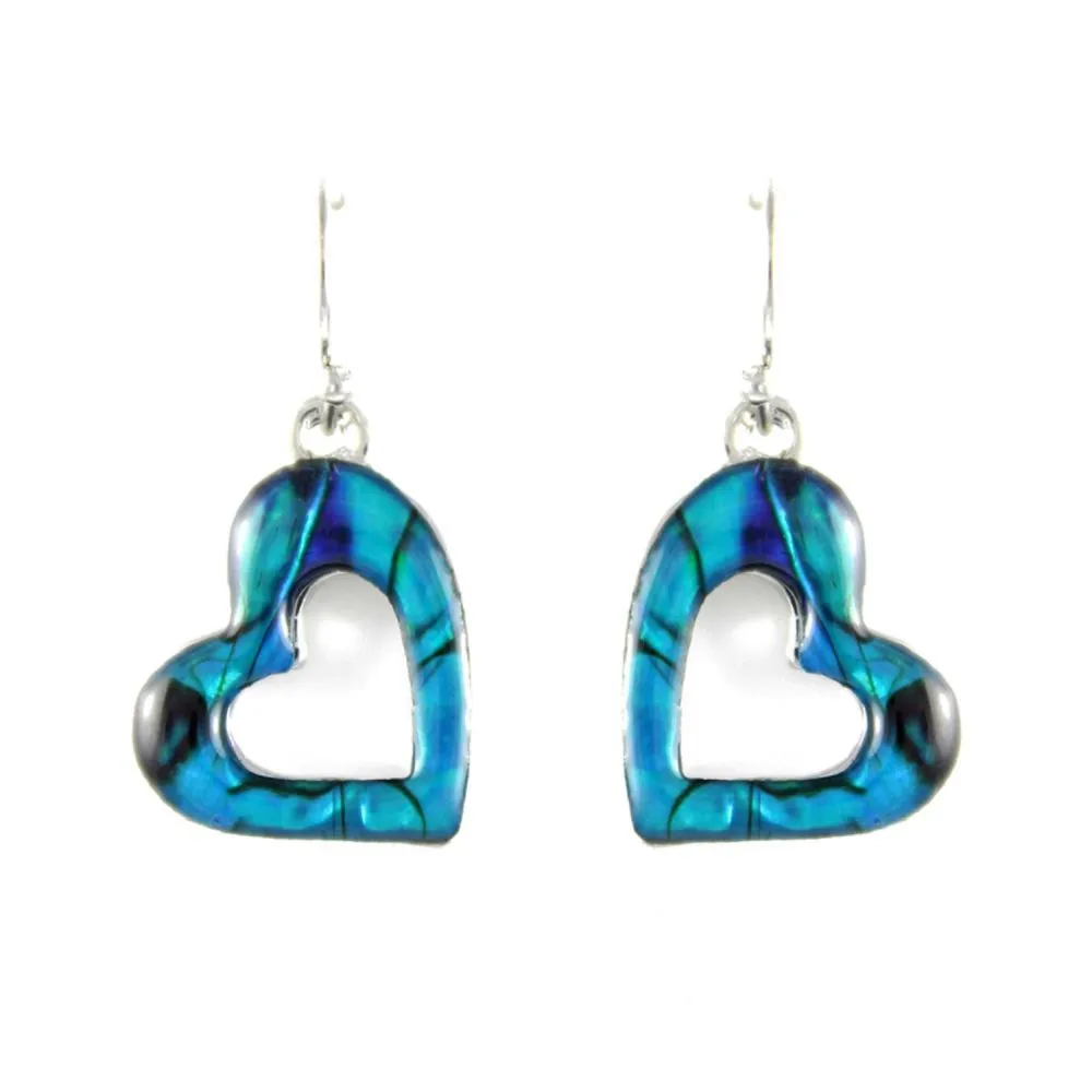 Lila Jewellery 18mm Paua Shell Heart Earrings