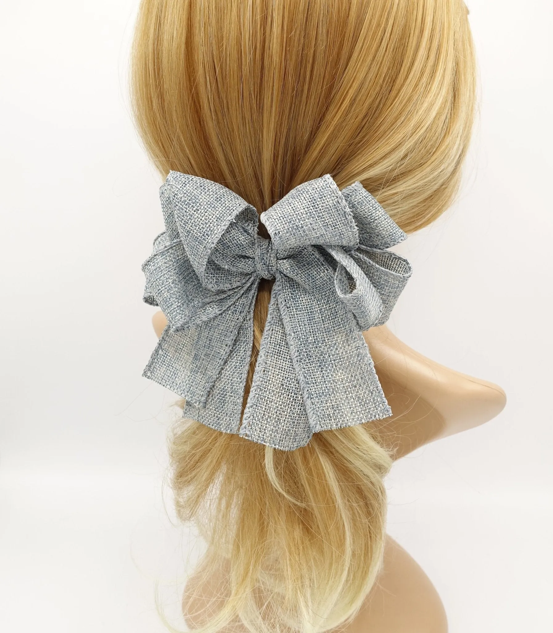 linen hair bow Spring Summer twin hair bow accessory for women