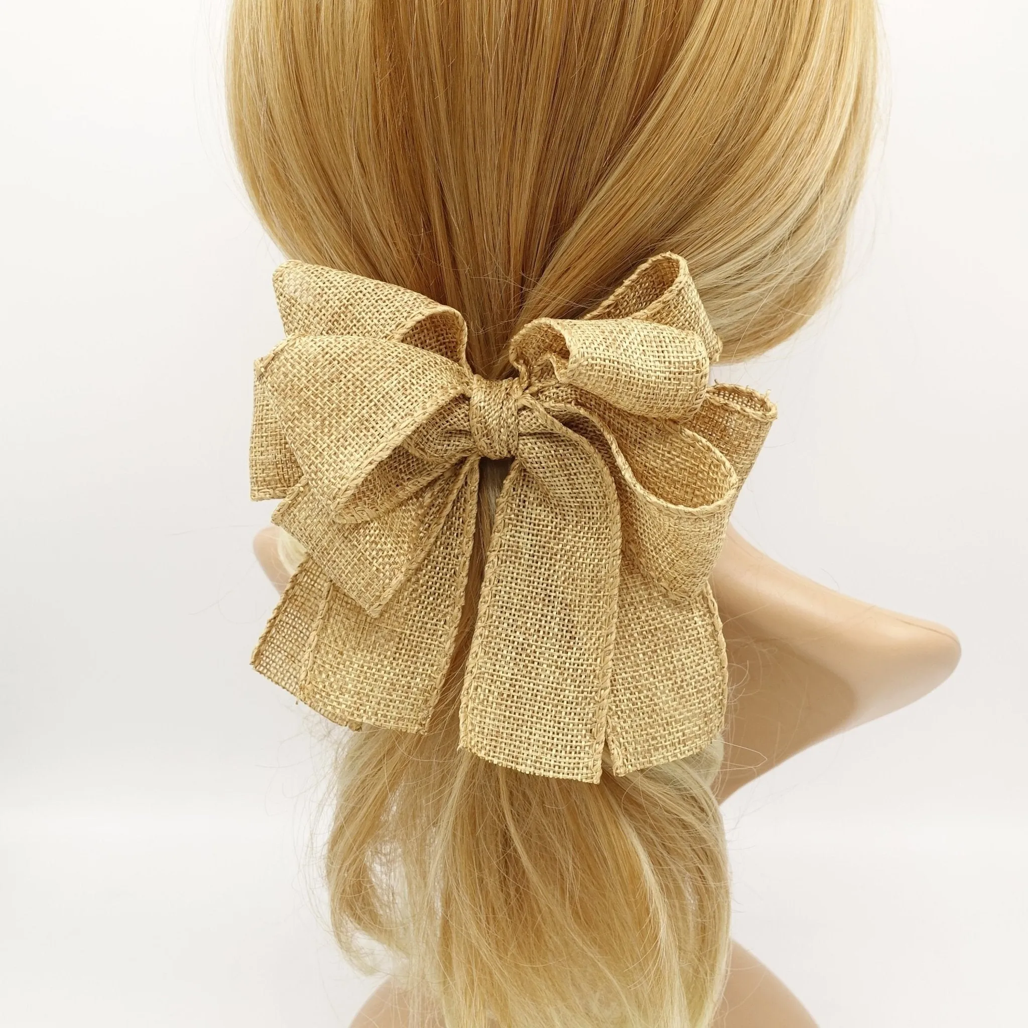 linen hair bow Spring Summer twin hair bow accessory for women